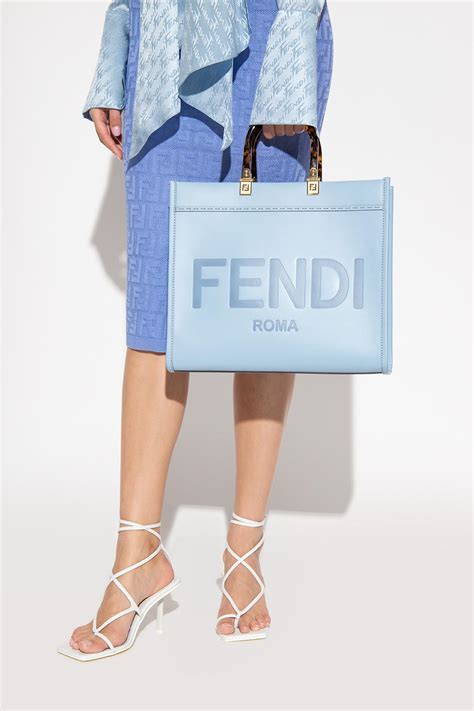 fendi light blue shopper tote|Fendi sunshine shopper with strap.